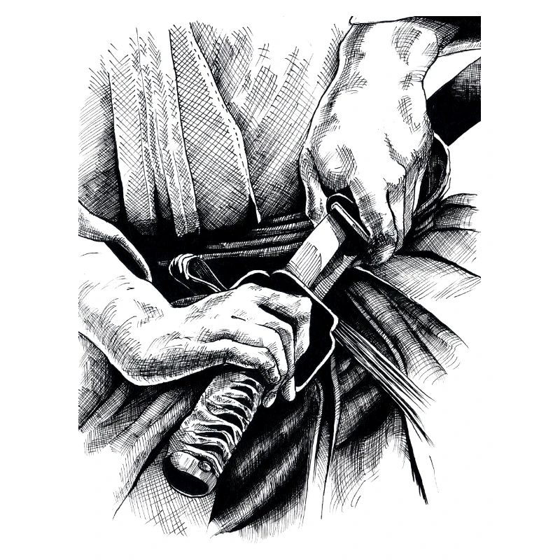 Samurai Katana Pencil Art Design Hand Painted