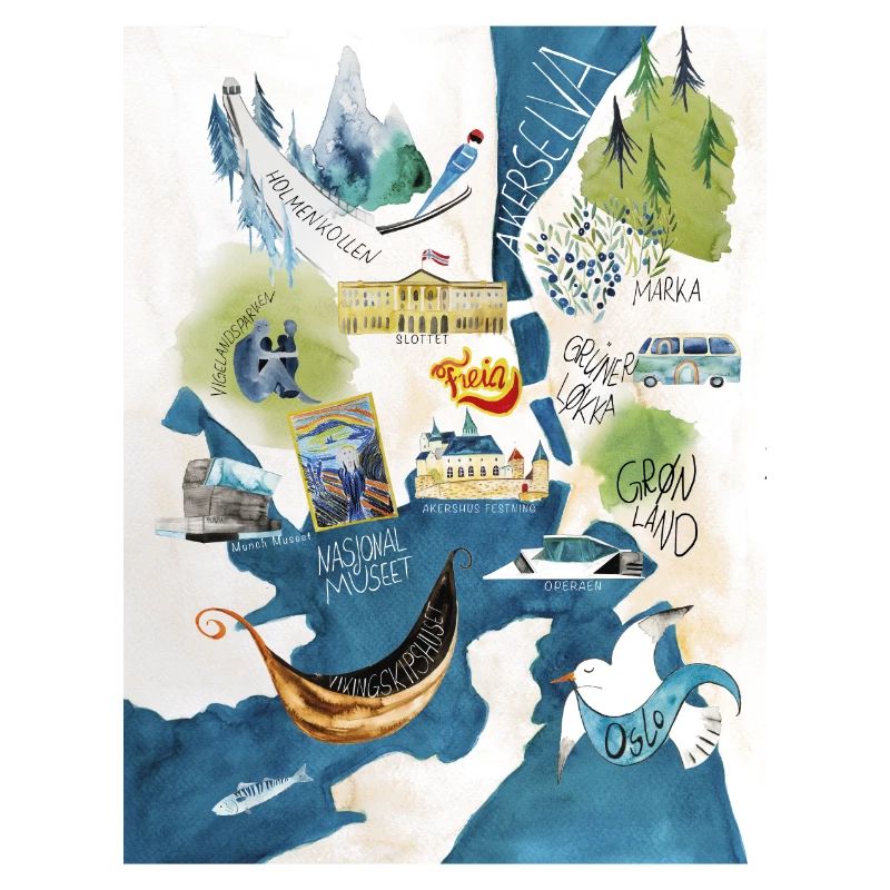 Illustrer le plan de la ville d’Oslo en souvenir