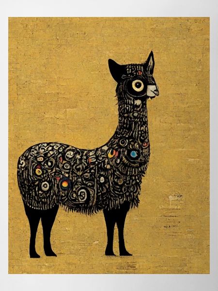 Lama Gemälde Gold