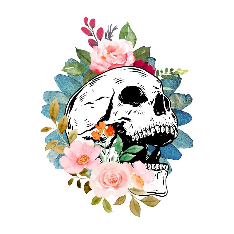Crâne et fleurs
