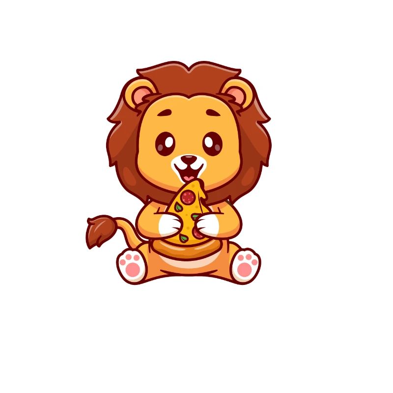 conception de lion doux pour les amateurs de pizza