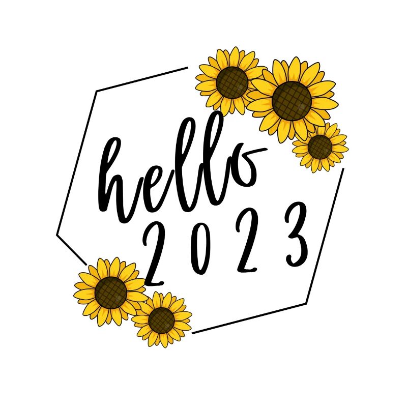 Hallo 2023 Sonnenblume Willkommen 2023 Neujahrsgeschenk