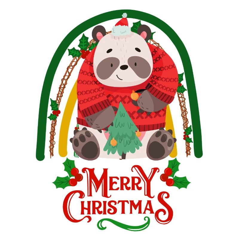 Noël Panda Bear souhaite Joyeux Noël