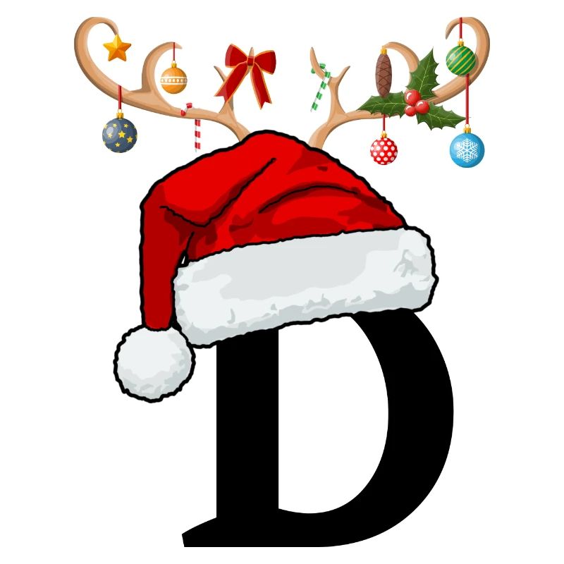 Lettre D bonnet de Noël
