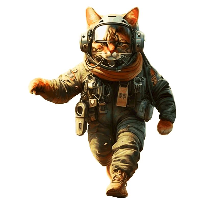 Cat in full pilot gear as fighter