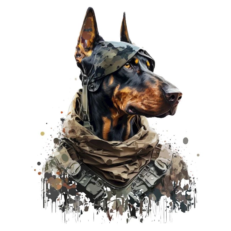 Doberman as a soldier