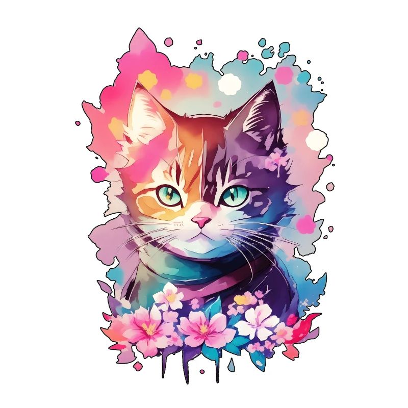 Aquarelles pastel uniques chat