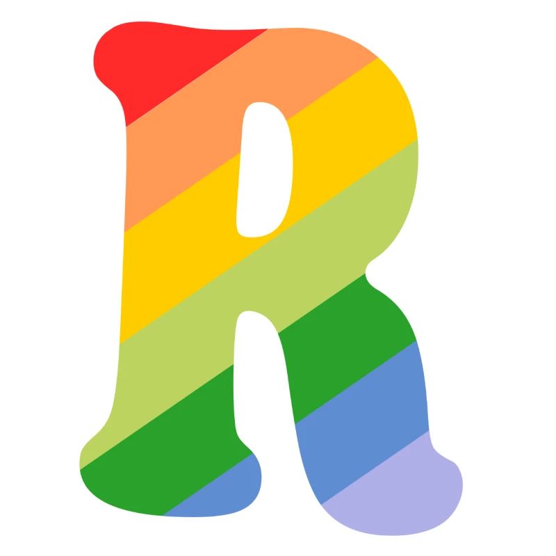 Lettre R arc-en-ciel