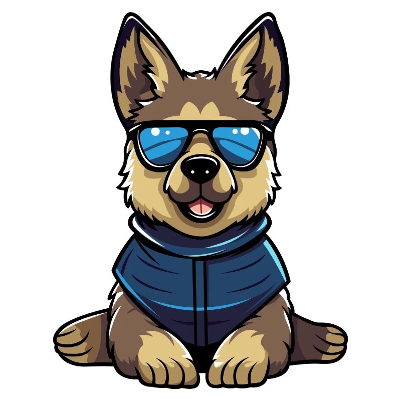 Polizeihund Deutscher Schäferhund mit Sonnenbrille