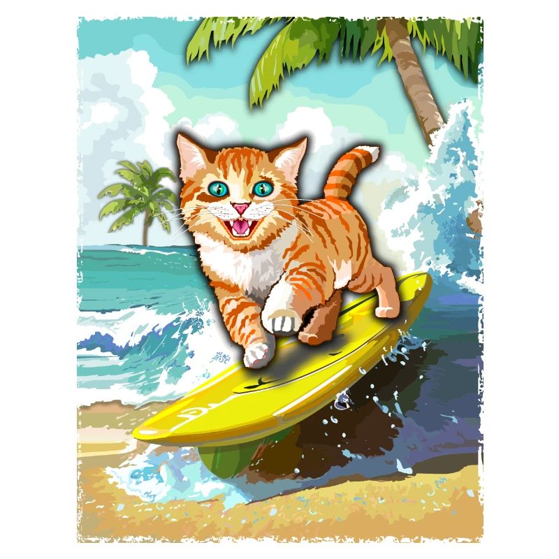 surfende Katze - Katze Surfbrett
