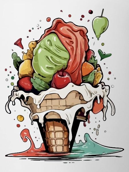 Fruit ice cream cone