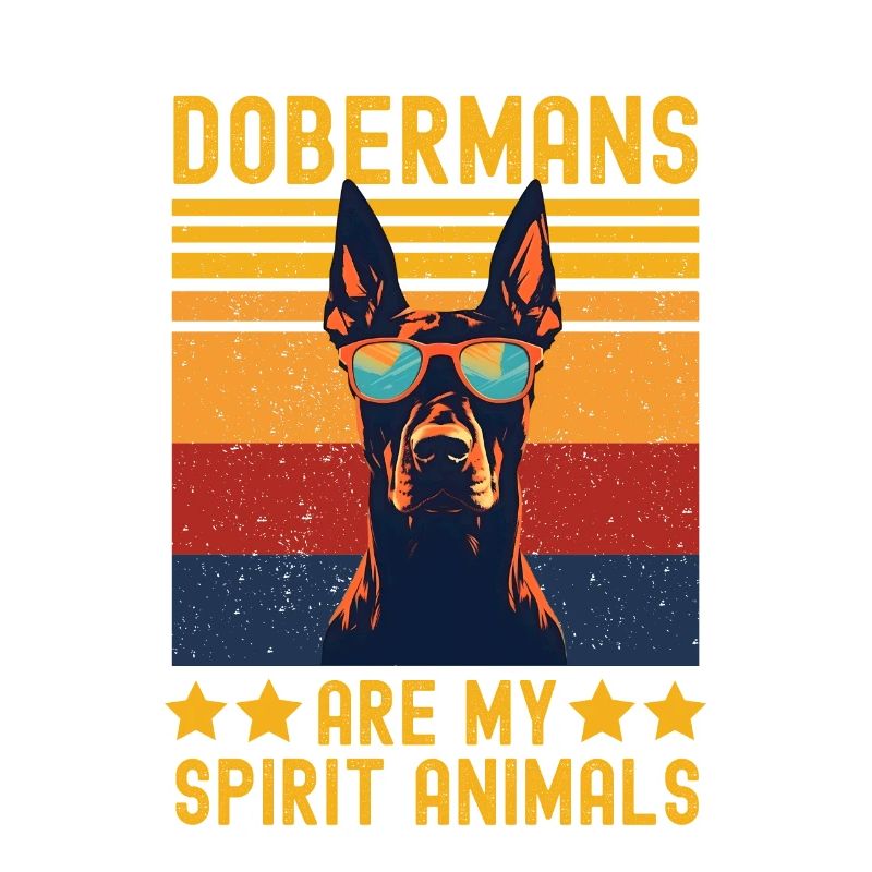 Dobermann mit sonnenbrille retro