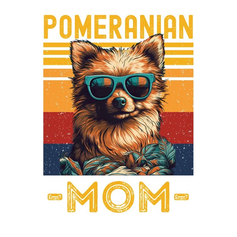 Zwergspitz mit Sonnenbrille Mama retro