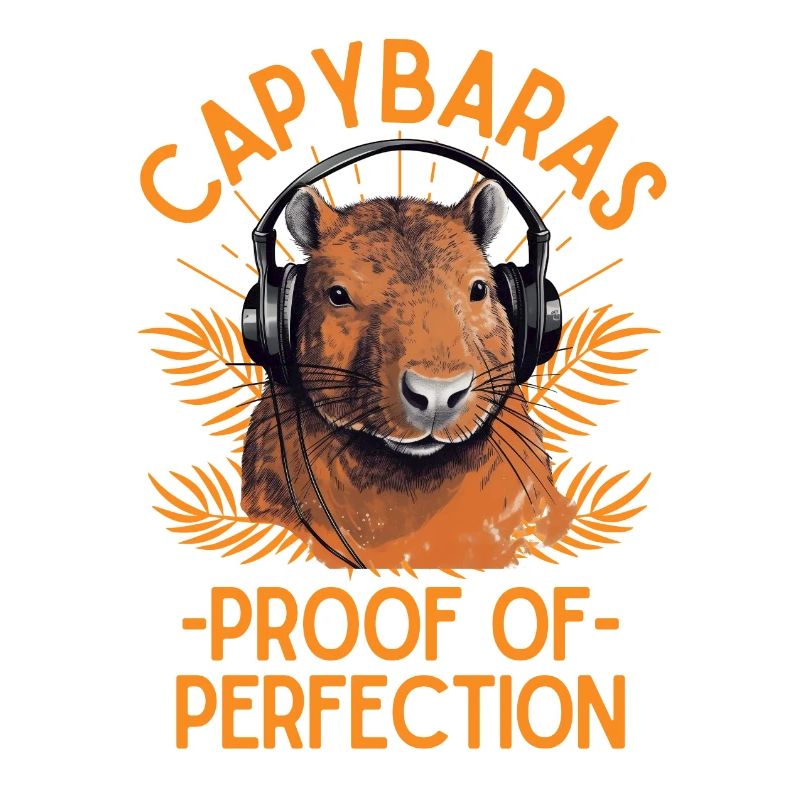 Capybara with headphones