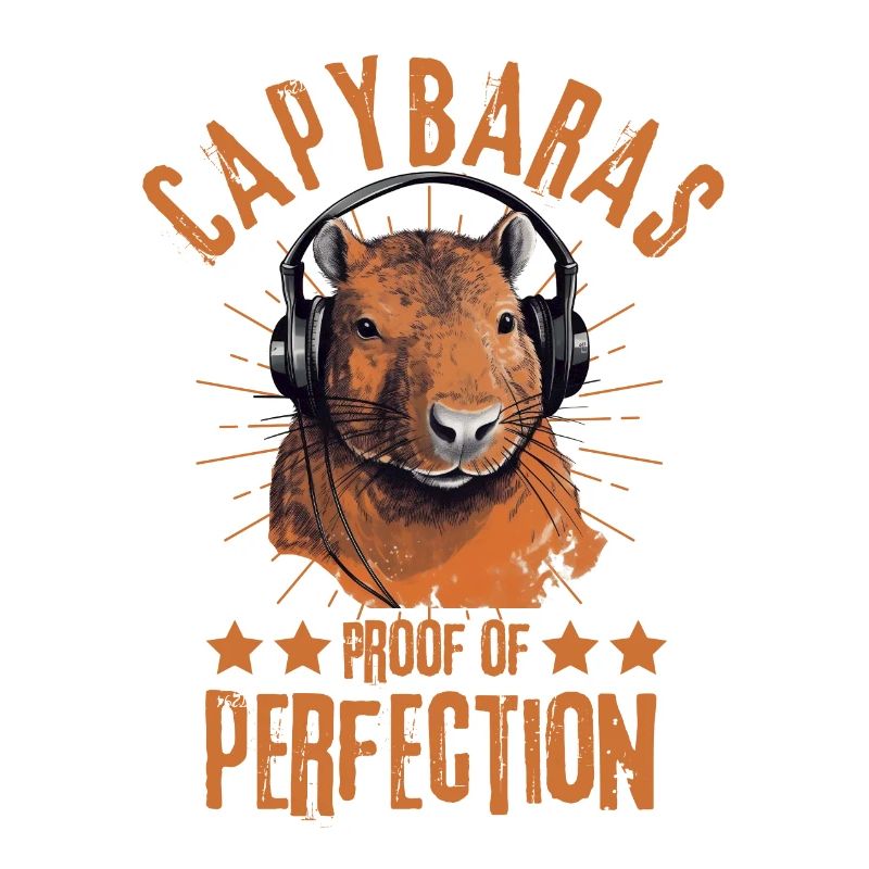 Capybara with headphones