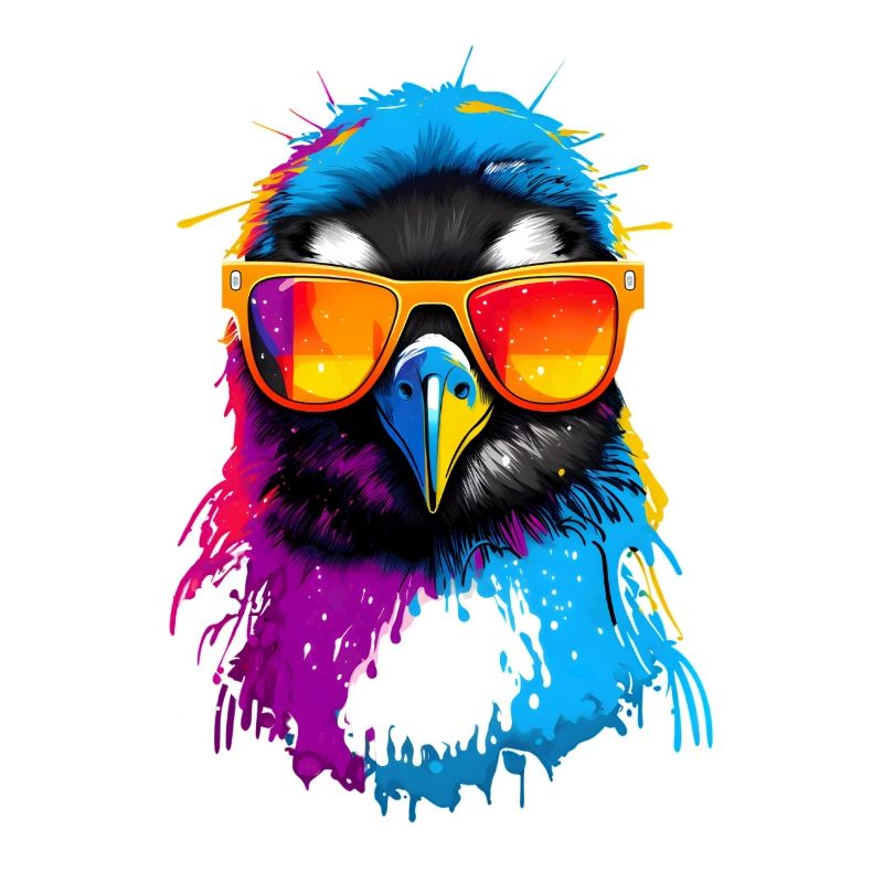 Bunter Pinguin mit Sonnenbrille