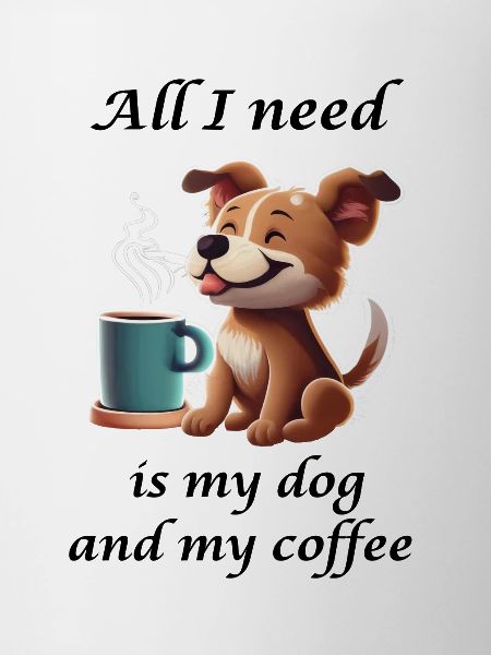 Cute dog with coffee mug