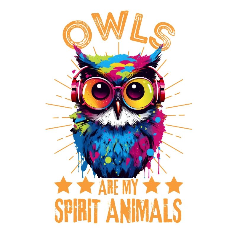 Bunte Eule mit Kopfhörer