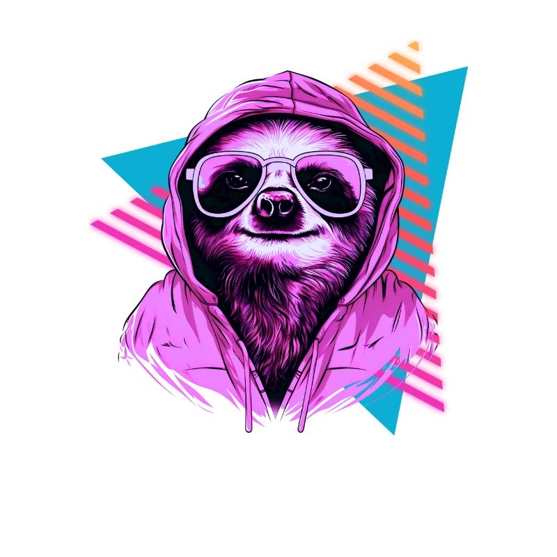 Sloth with sunglasses 80s style