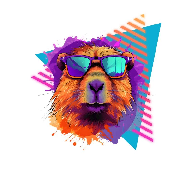 Capybara with sunglasses 80s style