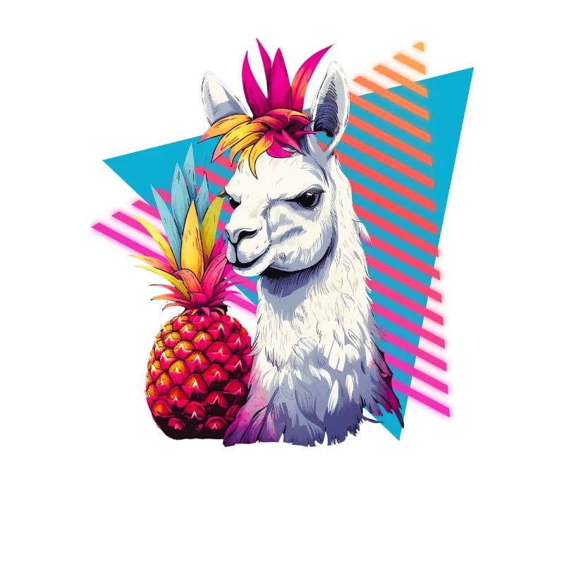 Llama with pineapple 80s style