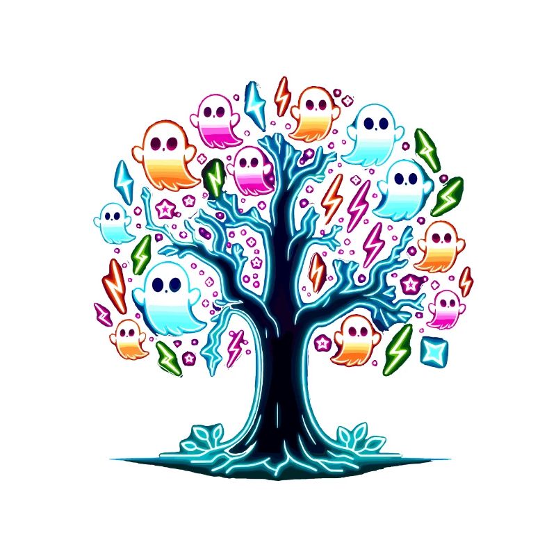 Neon Glow Ghost Tree T-Shirt