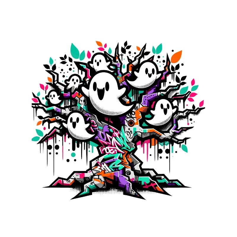 Graffiti Ghost Tree T-Shirt