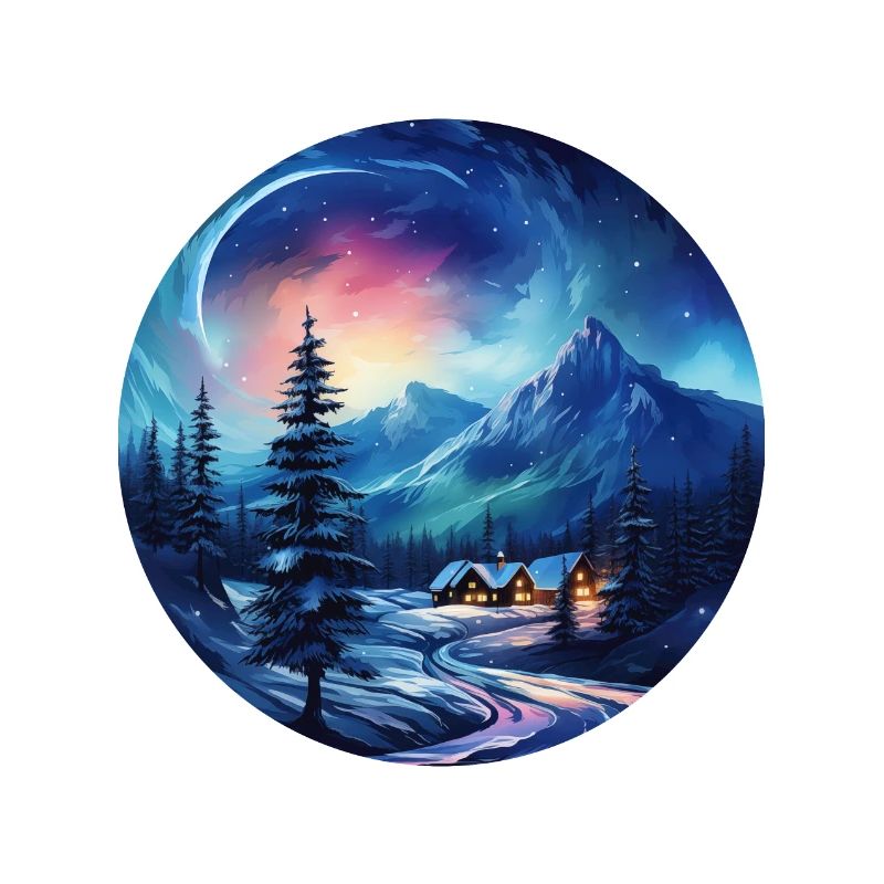 Winterlandschaft mit Aurora am Himmel