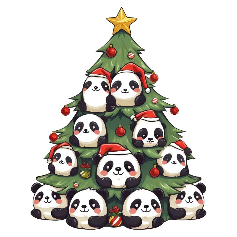 Panda de Noël - Un arbre de Noël avec un