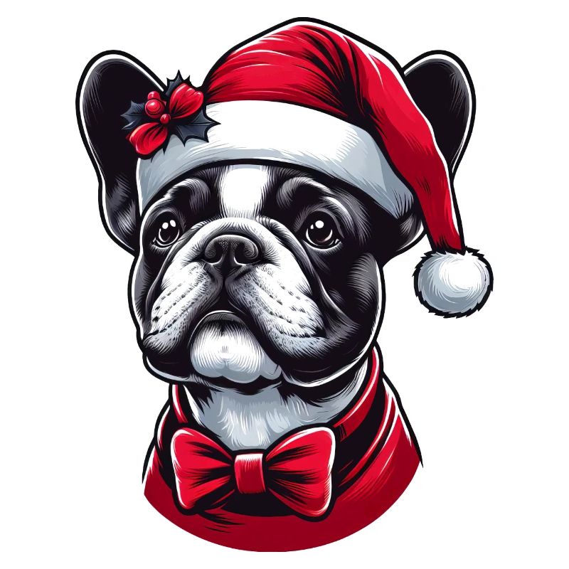 Mignon Frenchie chiot le Père Noël