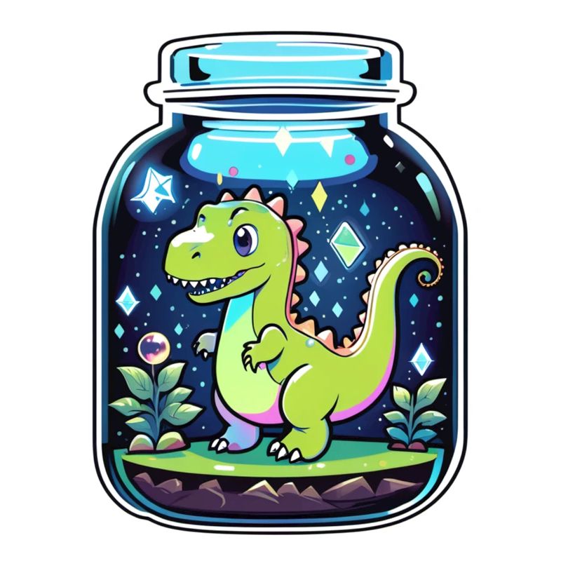 Dinosaur in a Cartoon Jar