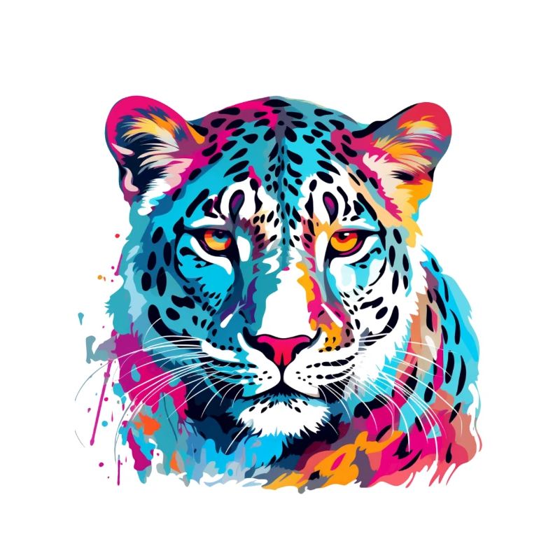 Coloré Léopard des neiges Peinture Splash Paint Splash