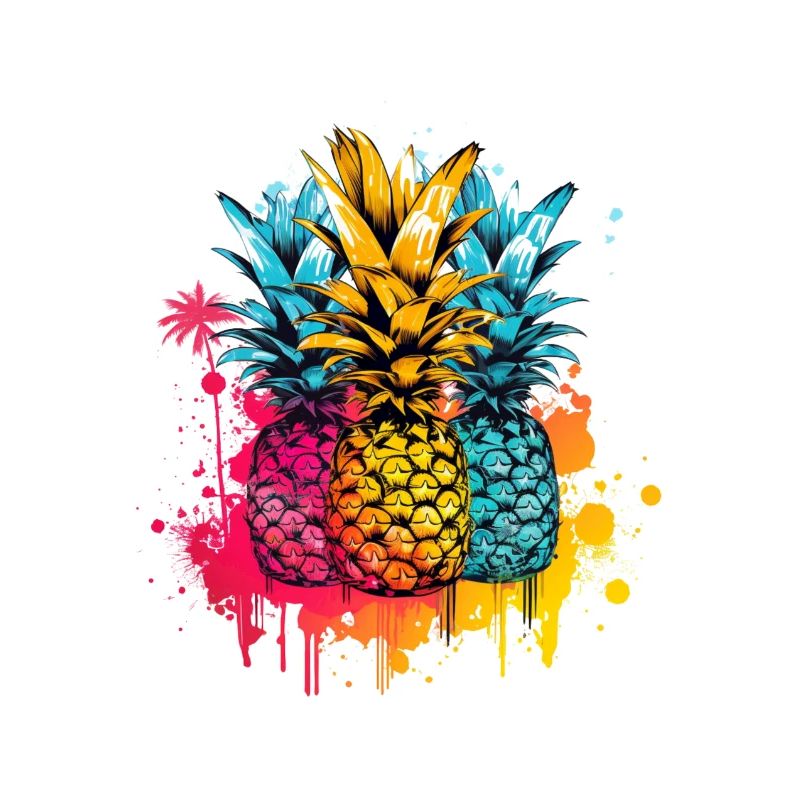 Pineapple Palms Splashes of Paint Splashes