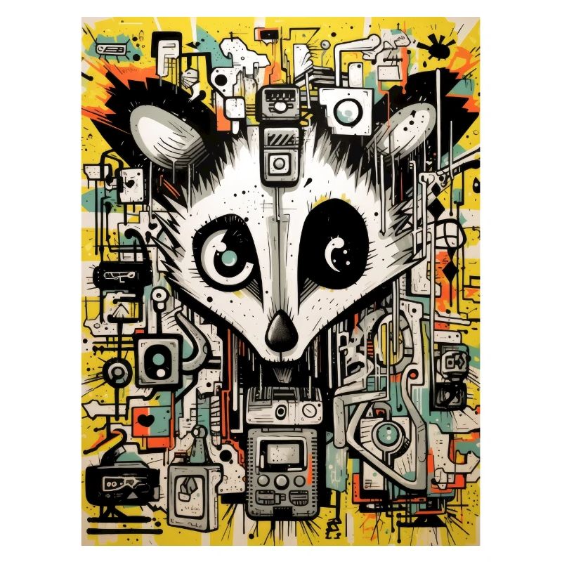 opossum graffiti geometric
