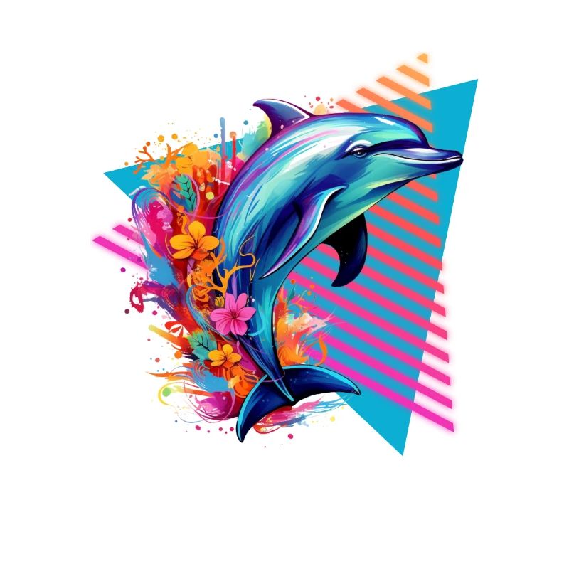 Bunter Delfin mit Blumen