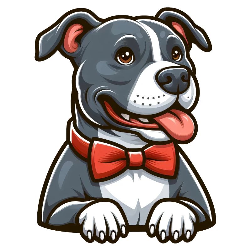 Pitbull Wearing a BowTie
