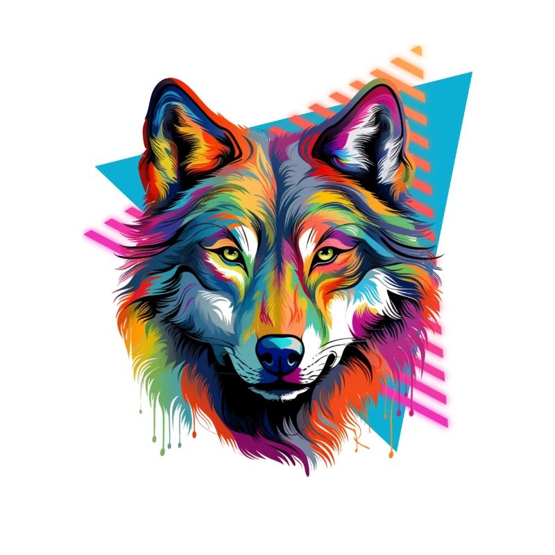 Colorful Wolf Paint Splash Paint Blobs