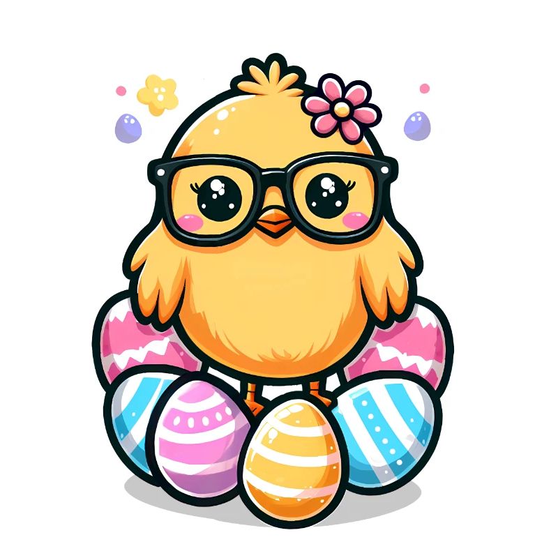 Nerd Pâques Mignon poussin de Pâques avec des lunettes