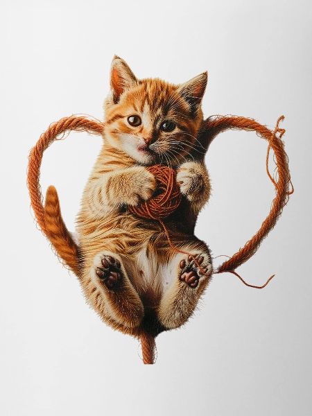 chat pelote coeur