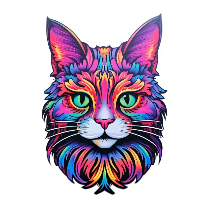 Cat Illustration Psychedelic