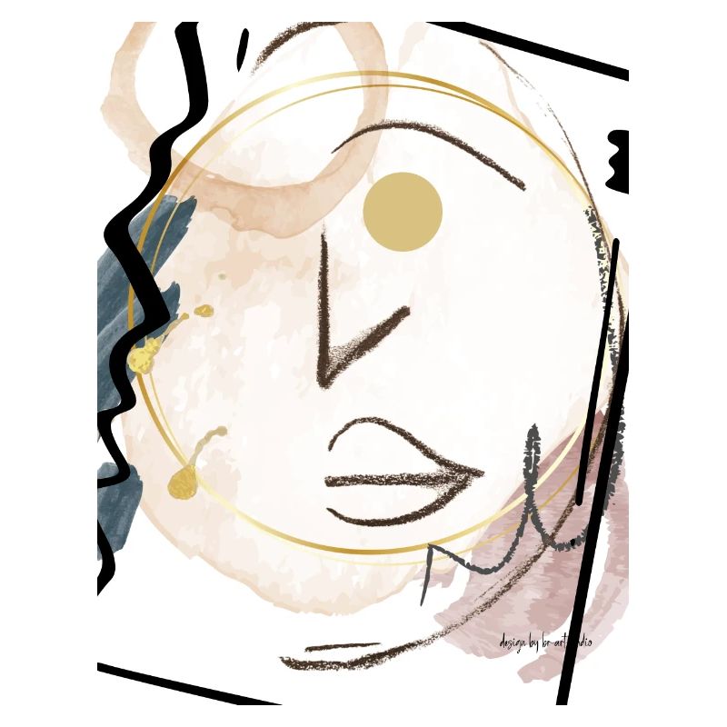 Modernes Design mit abstraktem Gesicht, Aquarellhintergrund,