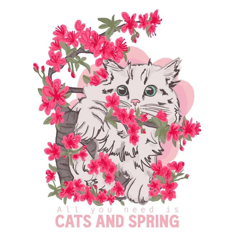 Katze mit Blumen