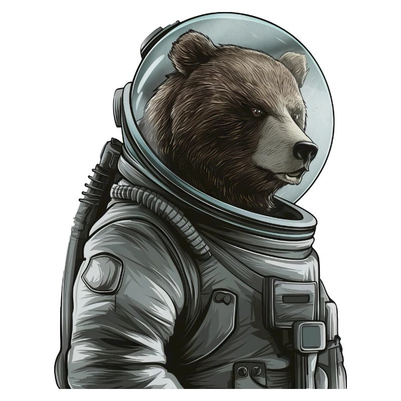 Ours brun pensif astronaute