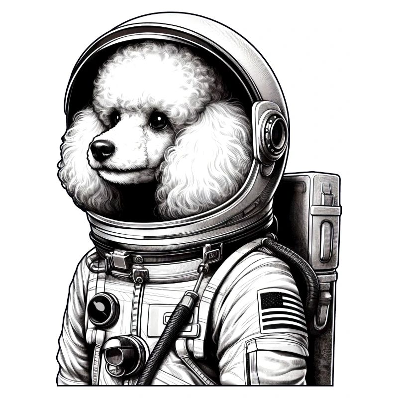 Poodle Astronaut in Space Awe