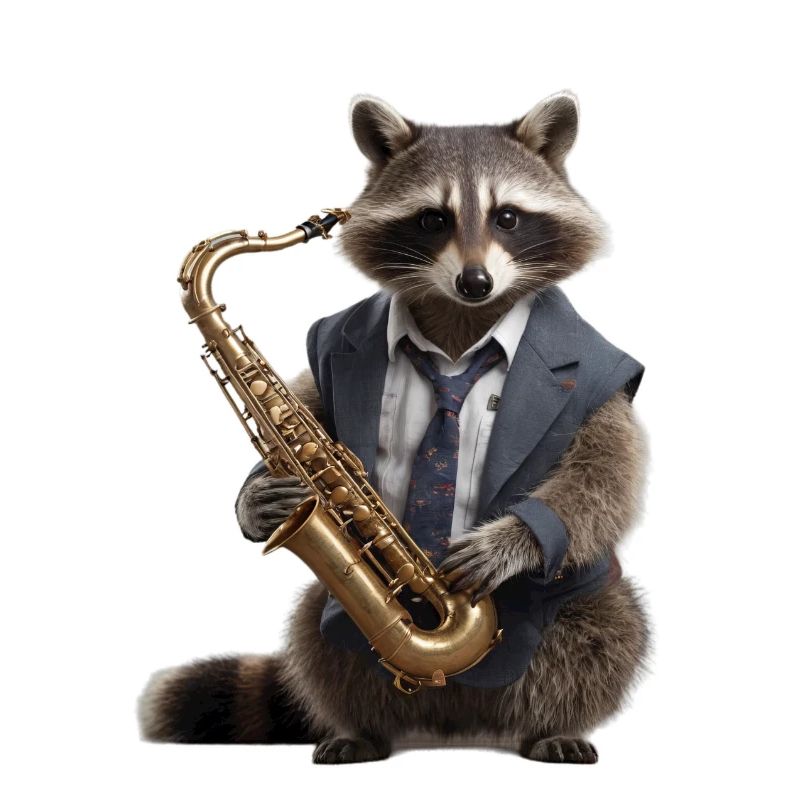 Waschbär Musiker Saxophon