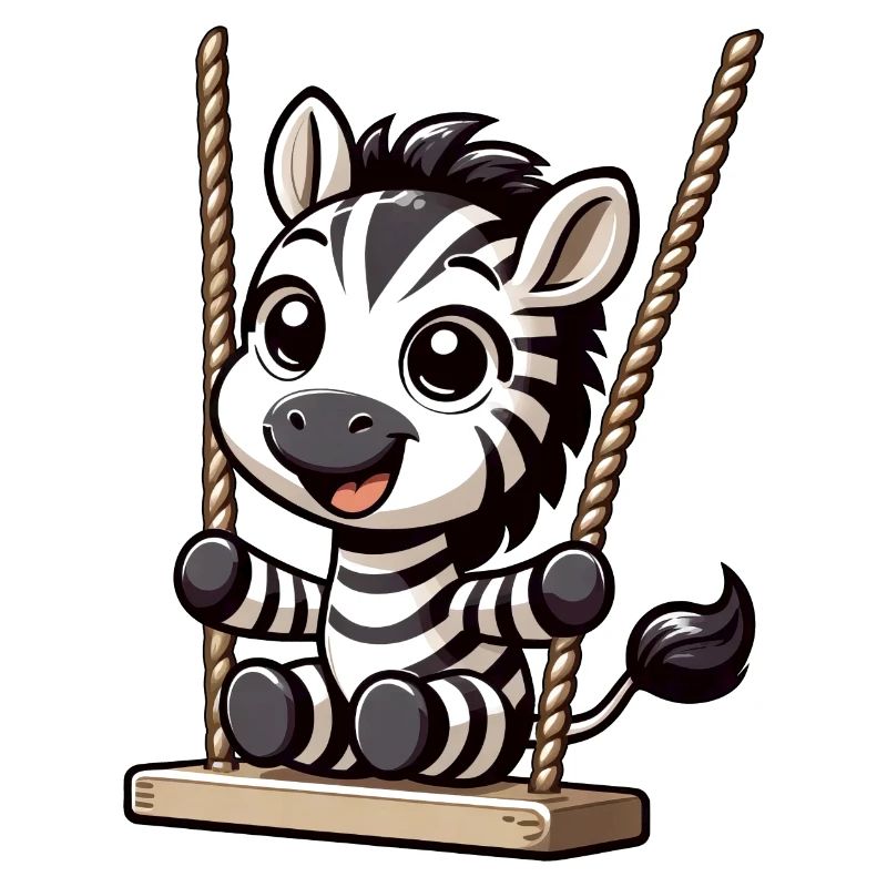 Ein süßes Zebra sitzt auf einer Schaukel