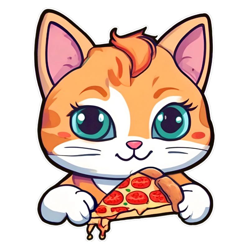 Le chat adore la pizza