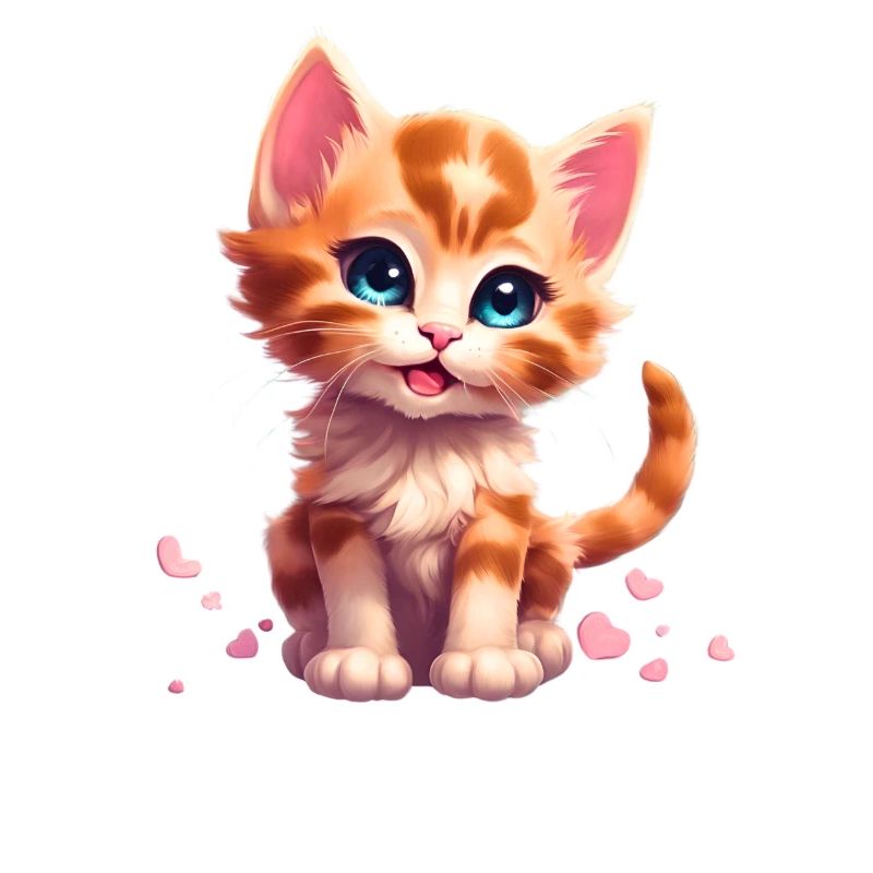 Cute kitten with hearts