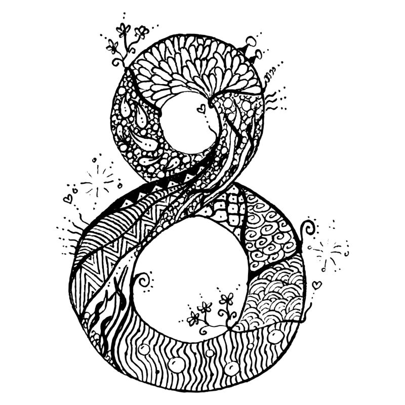 8 Zahl Zentangle