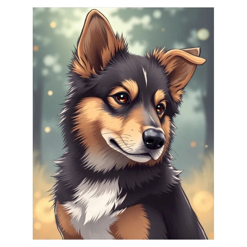 Chien mignon dans le style anime